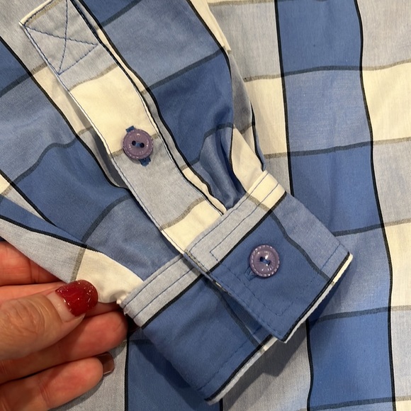 EUC Koret Vintage blue and white plaid longsleeve top - Picture 4 of 13